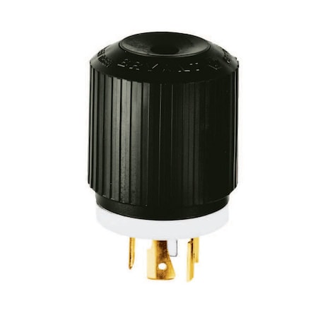 Bryant Locking Plug, L18-20P, 20 A, 120/208V AC, Three Phase, 4 Pole, Screw Terminals, Black, White 71820NP